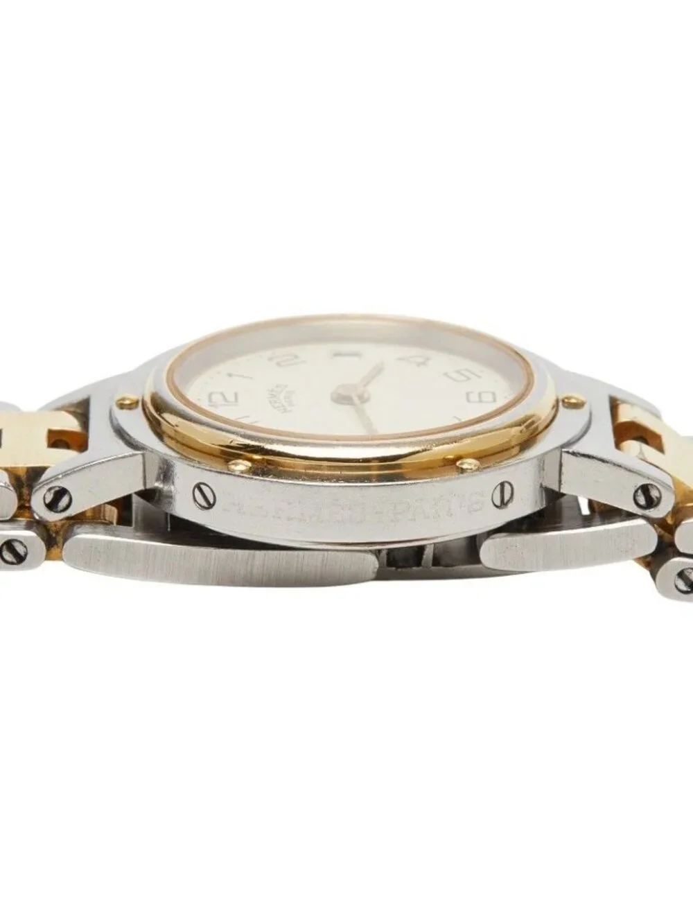 Hermes Clipper Watch Beige Gold Silver Stainless Steel